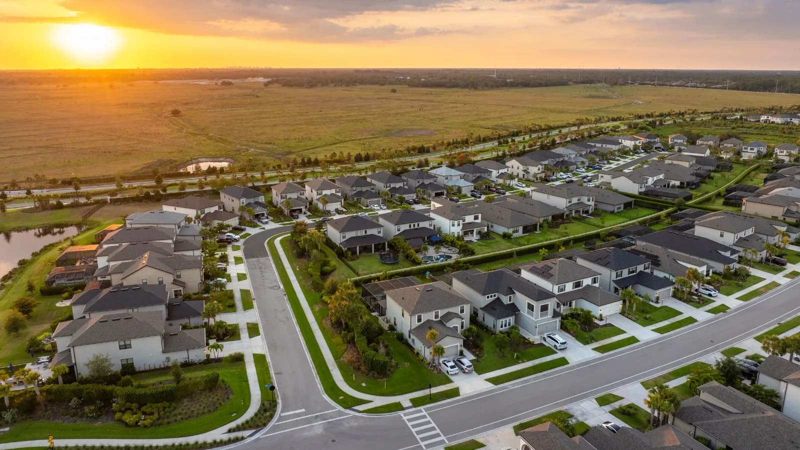 Vista de un suburbio residencial de Florida Central